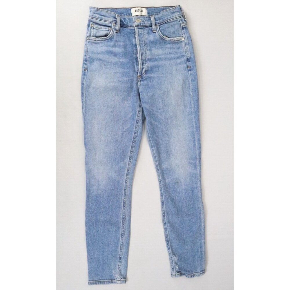 AGOLDE Nico High Rise Slim Fit Jeans Blue Women 24 Button Fly Denim Stretch USA